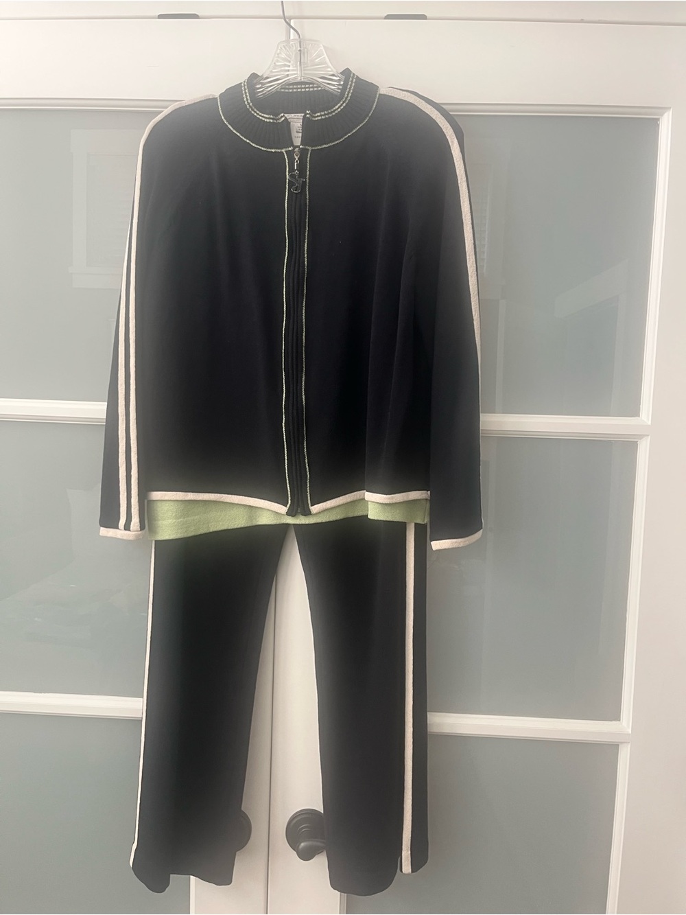 St John Sport Three-Piece Knit Track Set with Ivory Trim